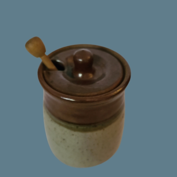 *NWOT Stoneware Honey Pot with Honey Dipper - Picture 2 of 2
